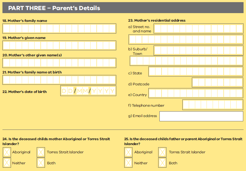 Part three - Parent's details